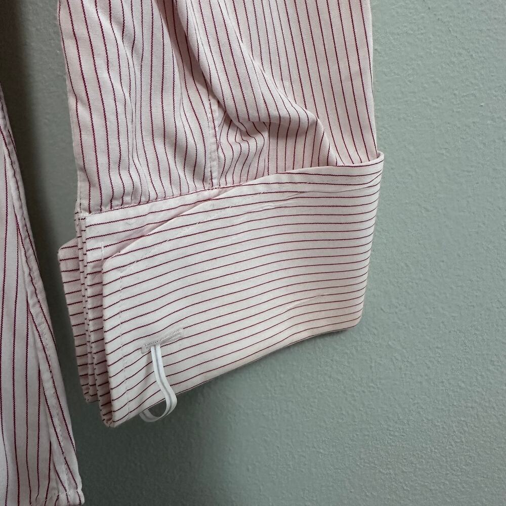 Tom James Red Pinstripe Custom Made Button Down S… - image 4